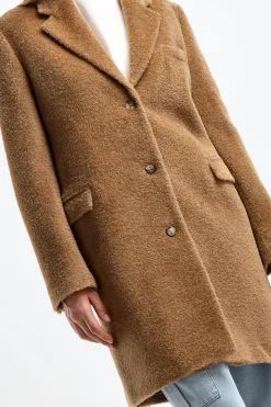 Femme Toteme Manteau Wool-Teddy En Chestnut