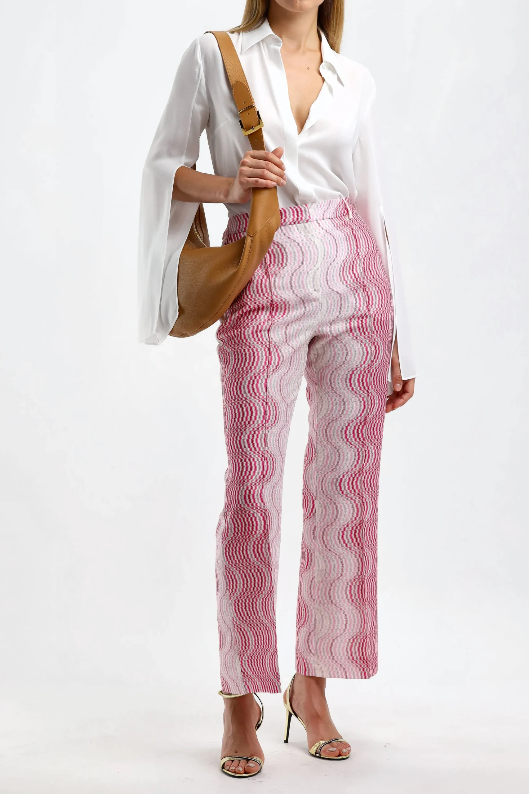 Femme Missoni Pantalon Bootcut Blanc/Rose