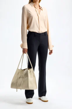 Femme Seductive Pantalon Caro Doppio En Marine