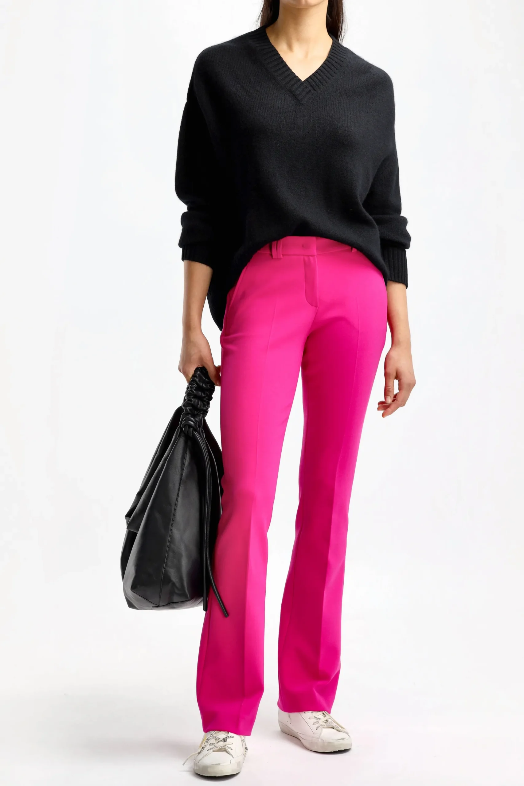 Femme Seductive Pantalon Caro Doppio En Rose Oeillet