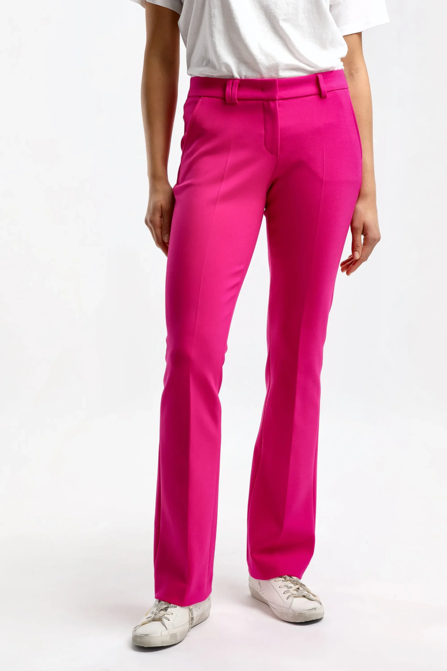 Femme Seductive Pantalon Caro Doppio En Rose Oeillet