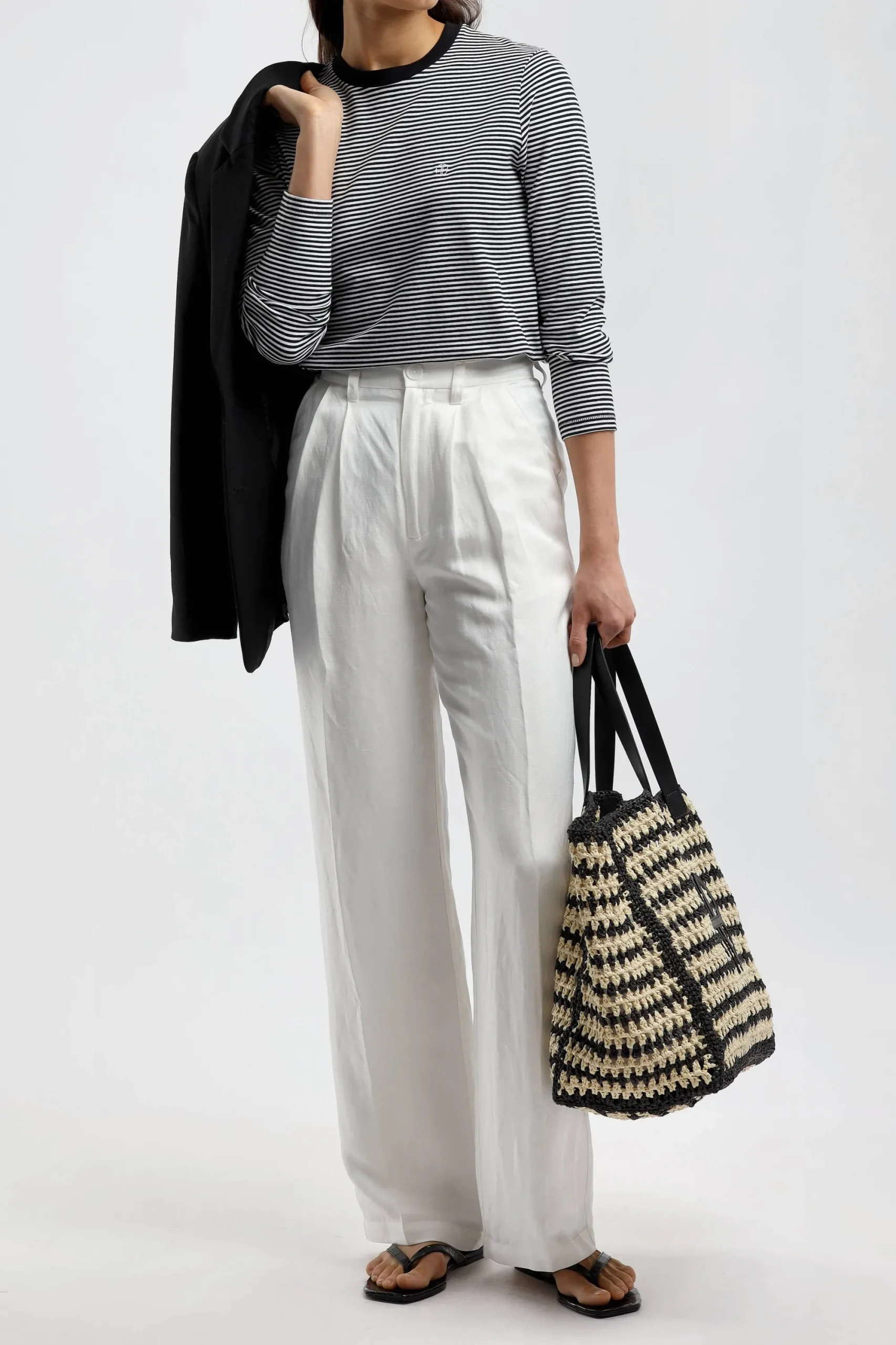 Femme Anine Bing Pantalon Carrie En Blanc