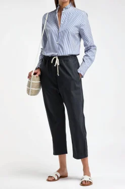 Femme Nili Lotan Pantalon Casablanca Drawstring En Marine Fonce