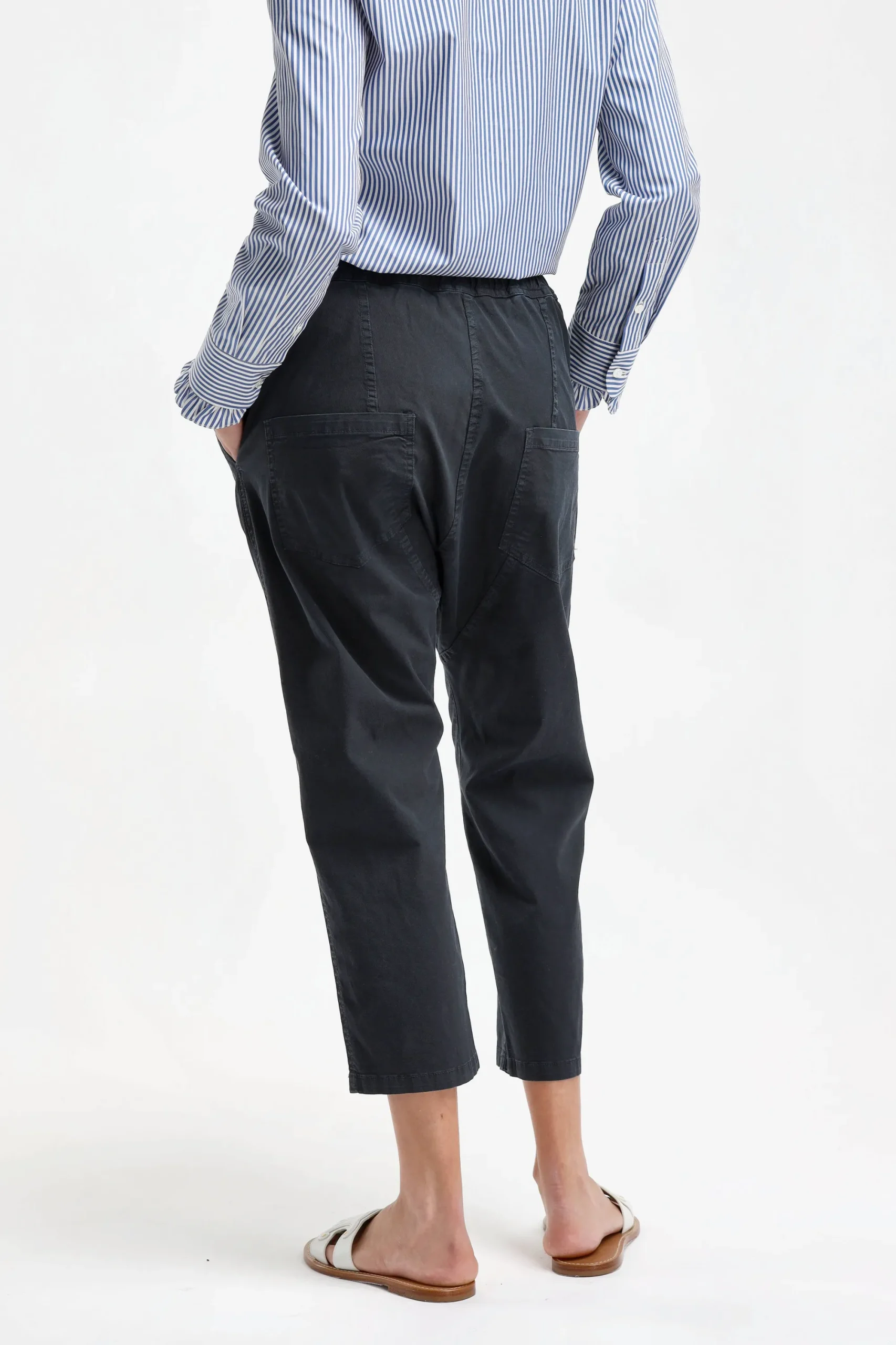 Femme Nili Lotan Pantalon Casablanca Drawstring En Marine Fonce