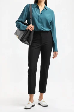 Femme Joseph Pantalon Coleman Gabardine Stretch En Noir