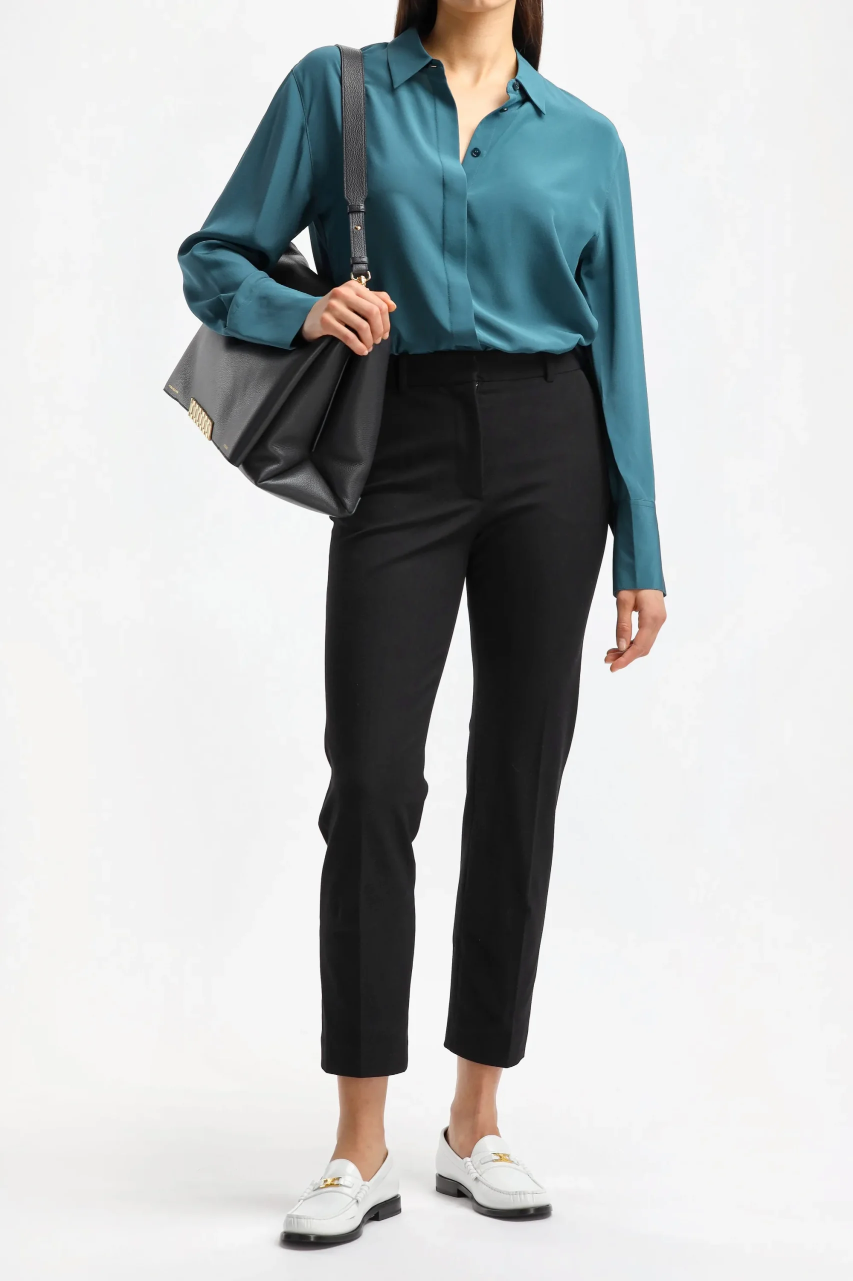 Femme Joseph Pantalon Coleman Gabardine Stretch En Noir