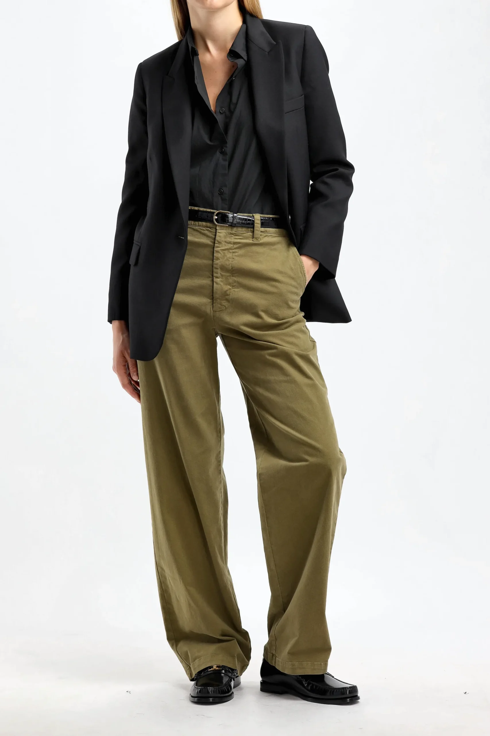 Femme Nili Lotan Pantalon Eliot Boy En Olive