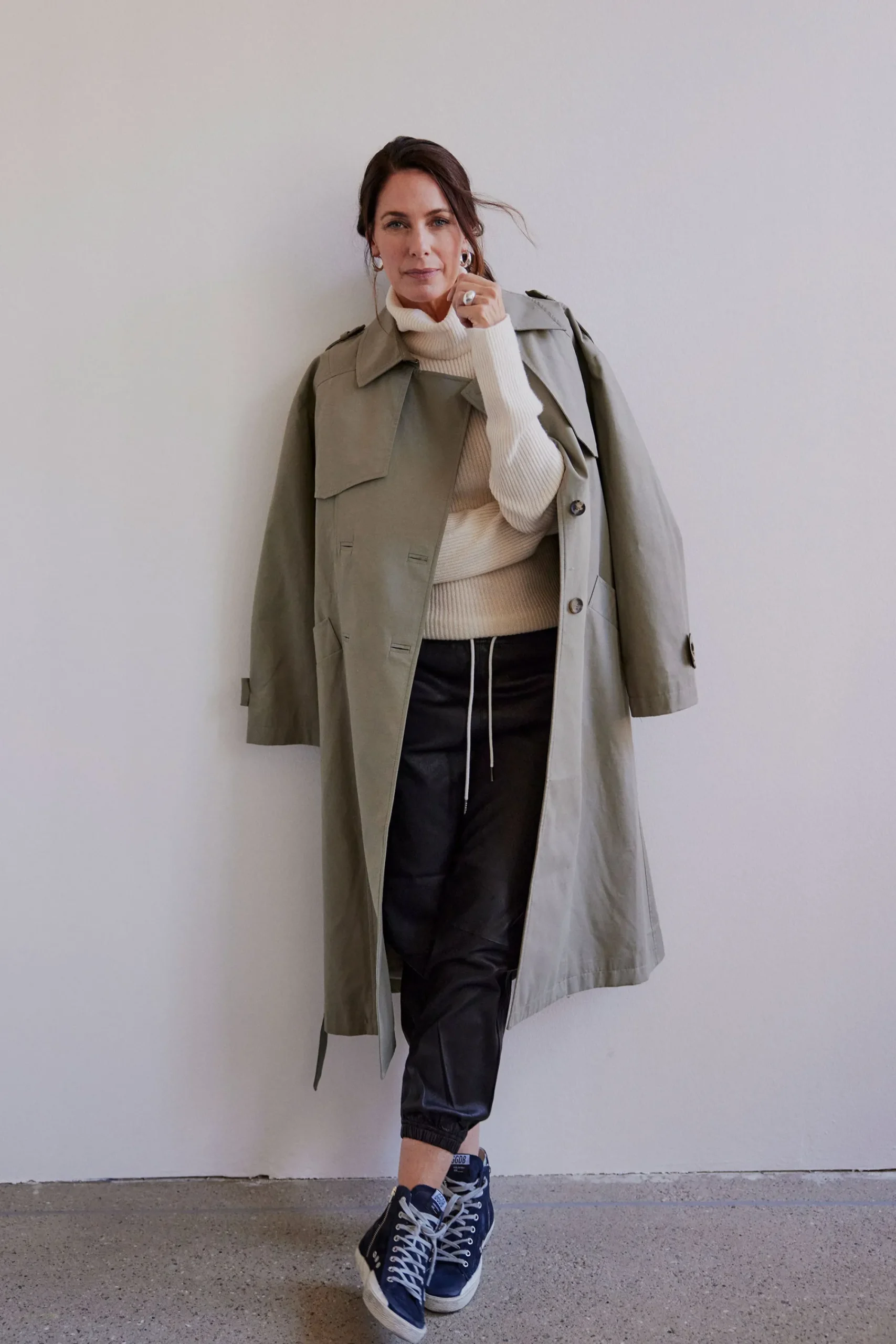 Femme SPRWMN Pantalon En Cuir Jogger En Noir