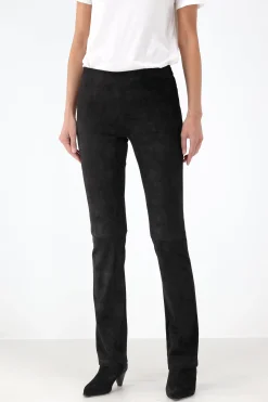 Femme Stouls Pantalon En Cuir Jp Long En Noir
