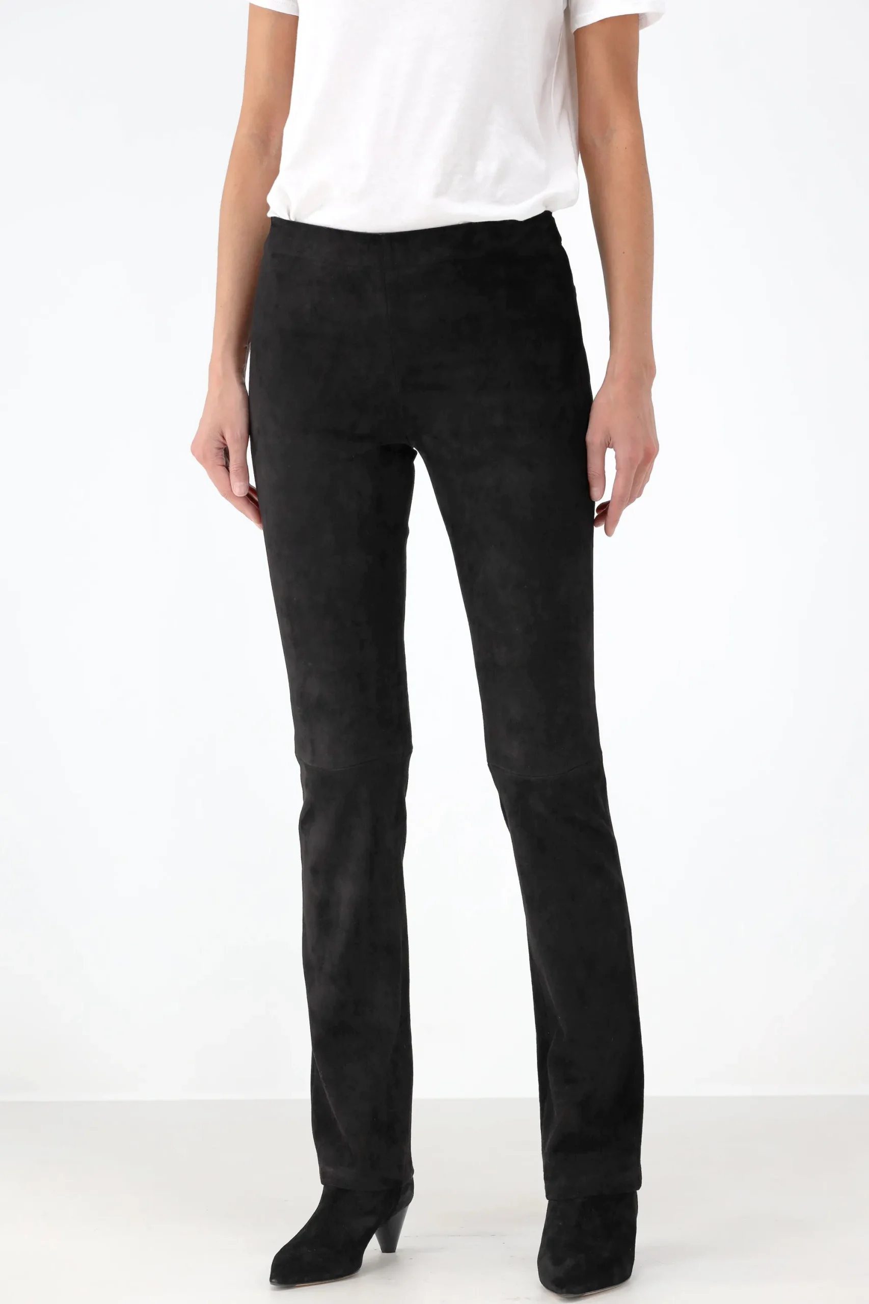 Femme Stouls Pantalon En Cuir Jp Long En Noir