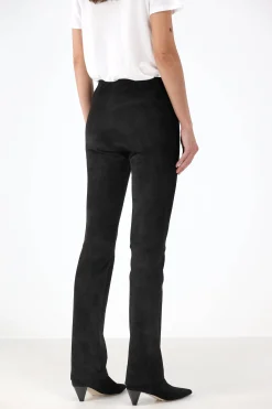 Femme Stouls Pantalon En Cuir Jp Long En Noir