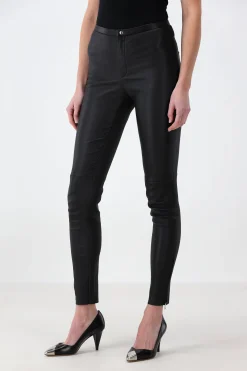 Femme Stouls Pantalon En Cuir Maggie 21 En Noir