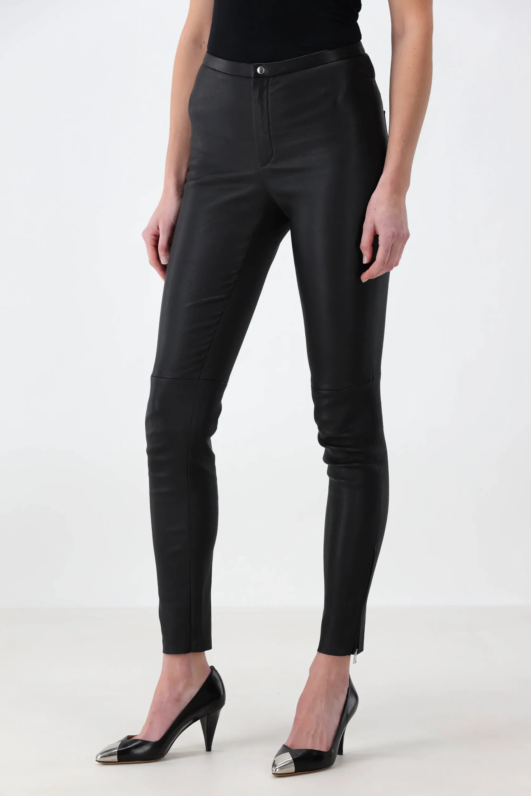 Femme Stouls Pantalon En Cuir Maggie 21 En Noir
