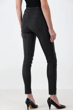 Femme Stouls Pantalon En Cuir Maggie 21 En Noir