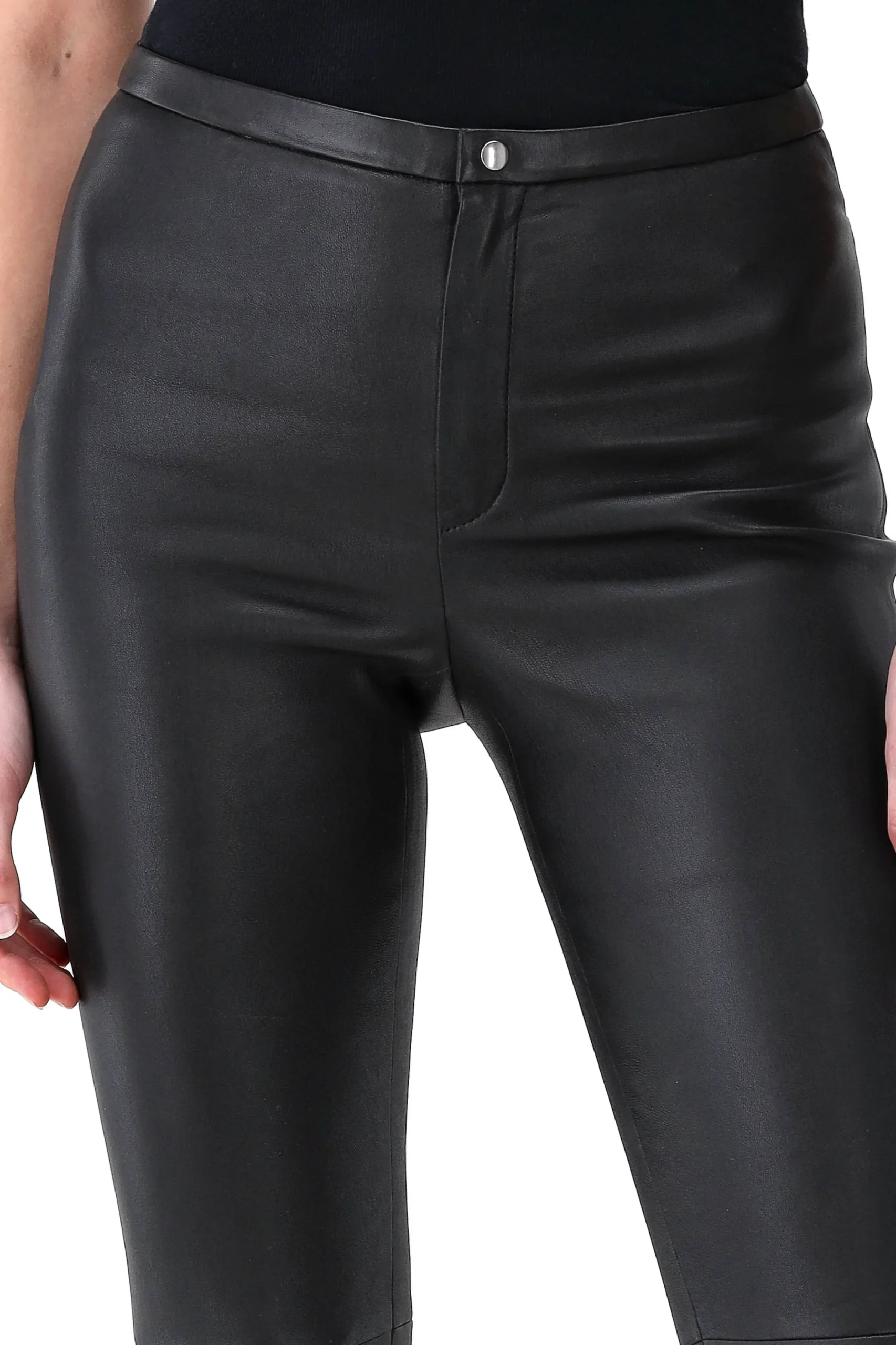 Femme Stouls Pantalon En Cuir Maggie 21 En Noir