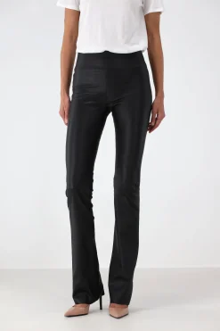 Femme SPRWMN Pantalon En Cuir Micro Flare En Noir