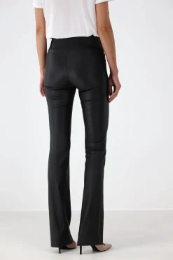 Femme SPRWMN Pantalon En Cuir Micro Flare En Noir
