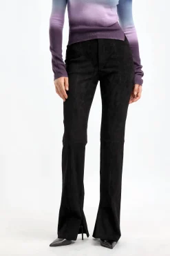 Femme Stouls Pantalon En Cuir Velours Kam En Noir