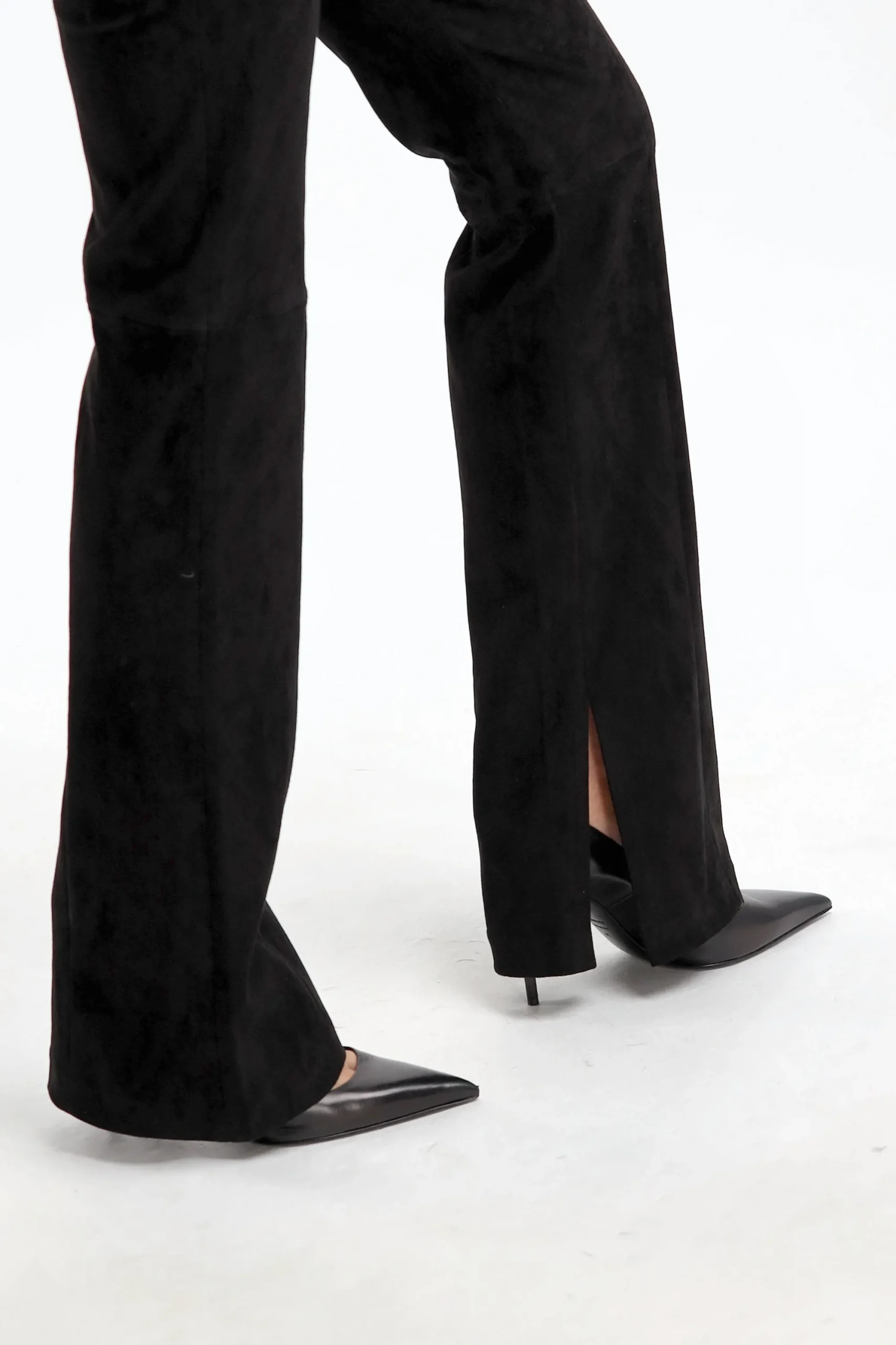 Femme Stouls Pantalon En Cuir Velours Kam En Noir