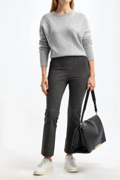 Femme Stouls Pantalon En Cuir Velours Jp Twenty A Chartreux