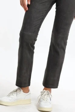 Femme Stouls Pantalon En Cuir Velours Jp Twenty A Chartreux