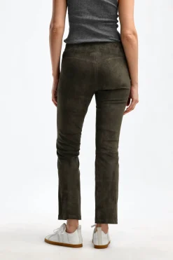 Femme Stouls Pantalon En Cuir Velours Jp Twenty In Saxo