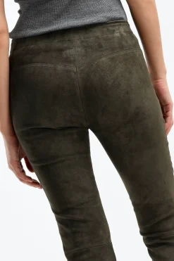 Femme Stouls Pantalon En Cuir Velours Jp Twenty In Saxo