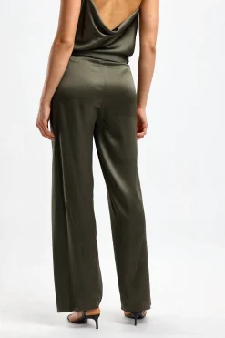Femme Christopher Esber Pantalon En Soie Bias En Seaweed