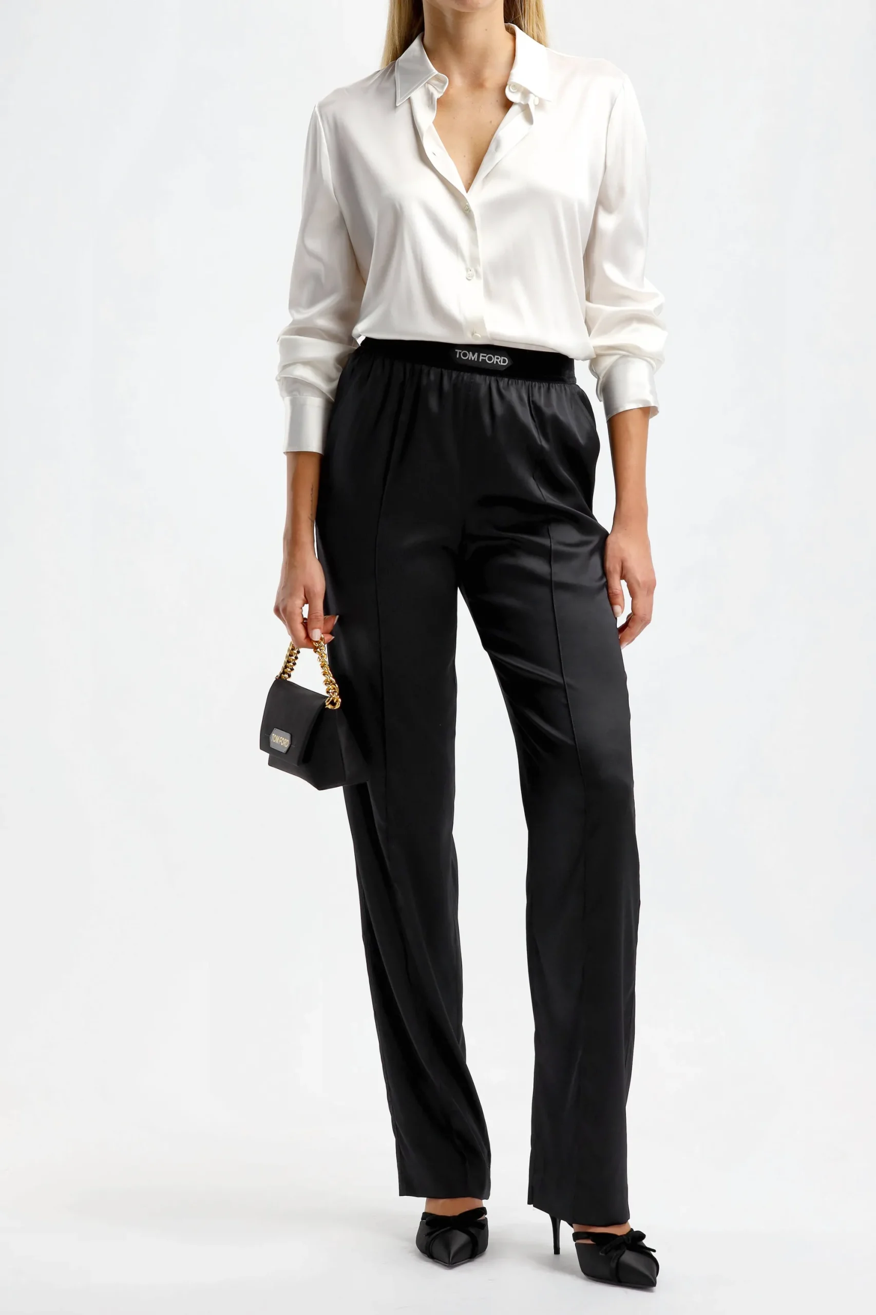 Femme Tom Ford Pantalon En Soie Noir