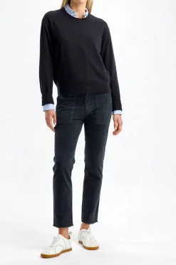 Femme Nili Lotan Pantalon En Velours Cotele Jenna Dans Dark Navy