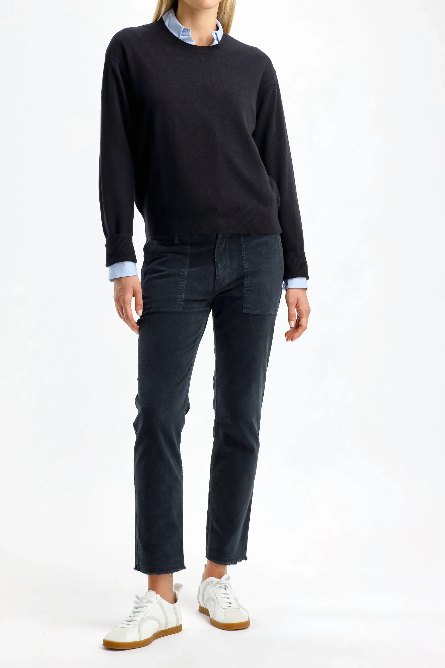 Femme Nili Lotan Pantalon En Velours Cotele Jenna Dans Dark Navy