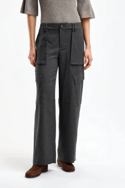 Femme Vince Pantalon Flannel Wide In Charcoal