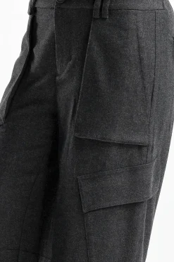 Femme Vince Pantalon Flannel Wide In Charcoal
