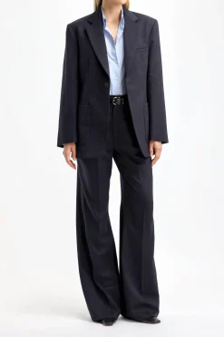 Femme Nili Lotan Pantalon Flavie En Marine Fonce