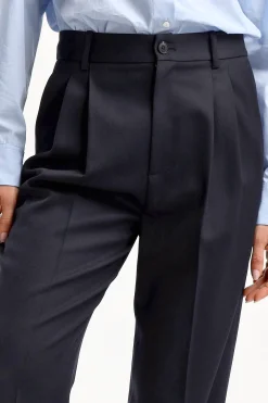 Femme Nili Lotan Pantalon Flavie En Marine Fonce