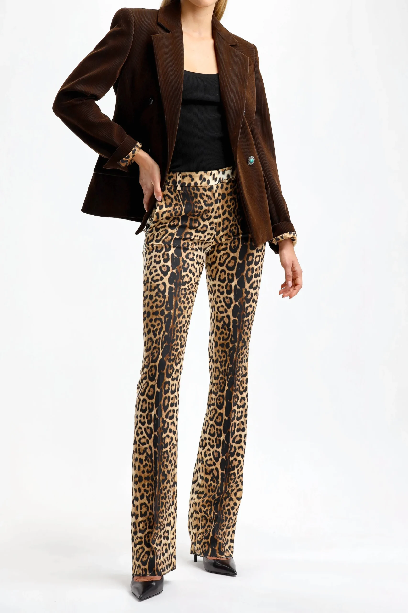 Femme Roberto Cavalli Pantalon Giaguar En Naturale