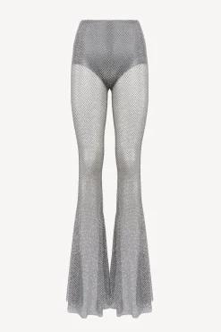 Femme Giuseppe Di Morabito Pantalon Mesh Rhinestone En Argent