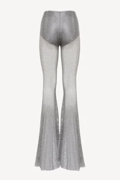 Femme Giuseppe Di Morabito Pantalon Mesh Rhinestone En Argent