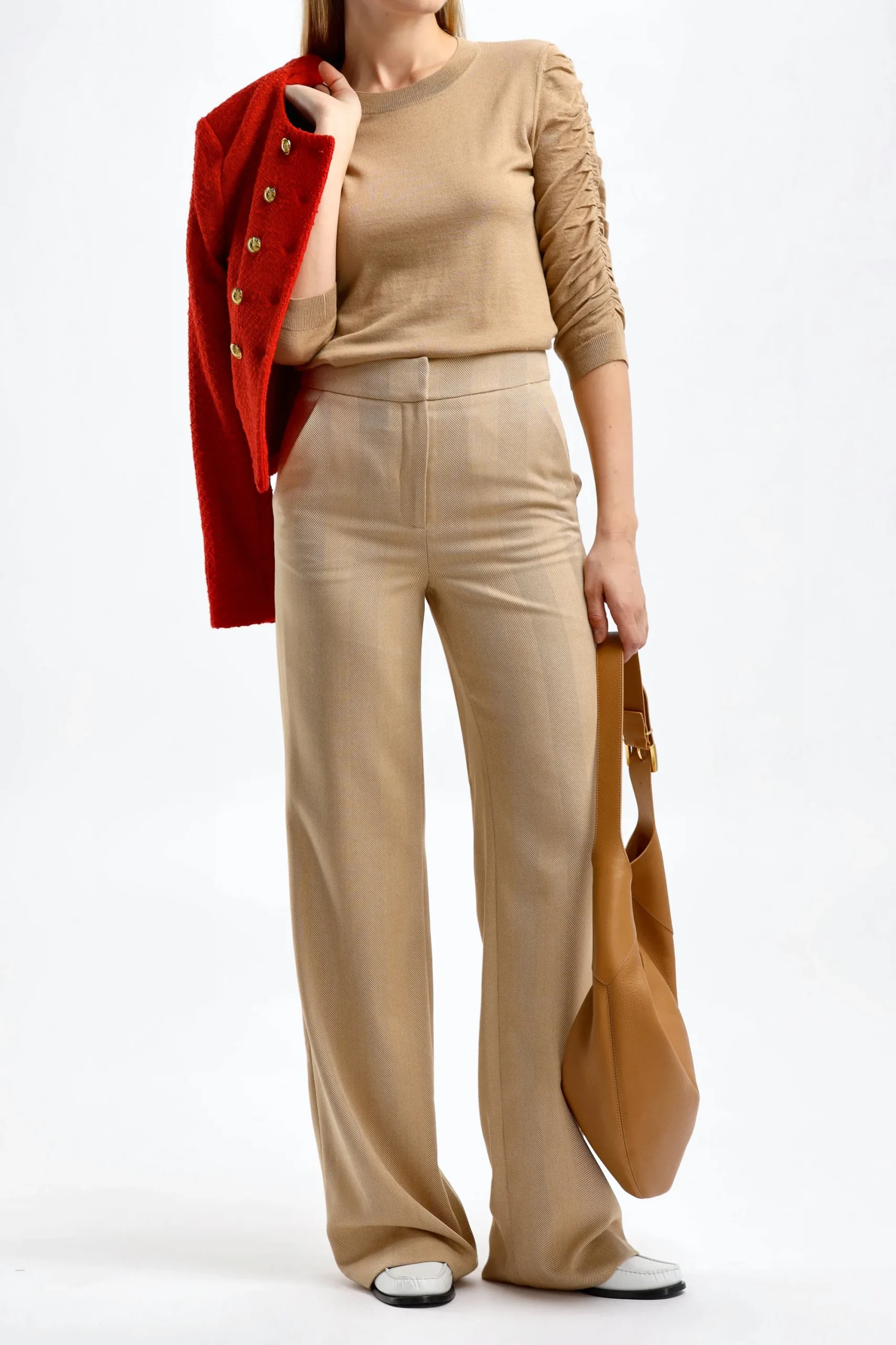 Femme Veronica Beard Pantalon Tonelli En Camel Clair