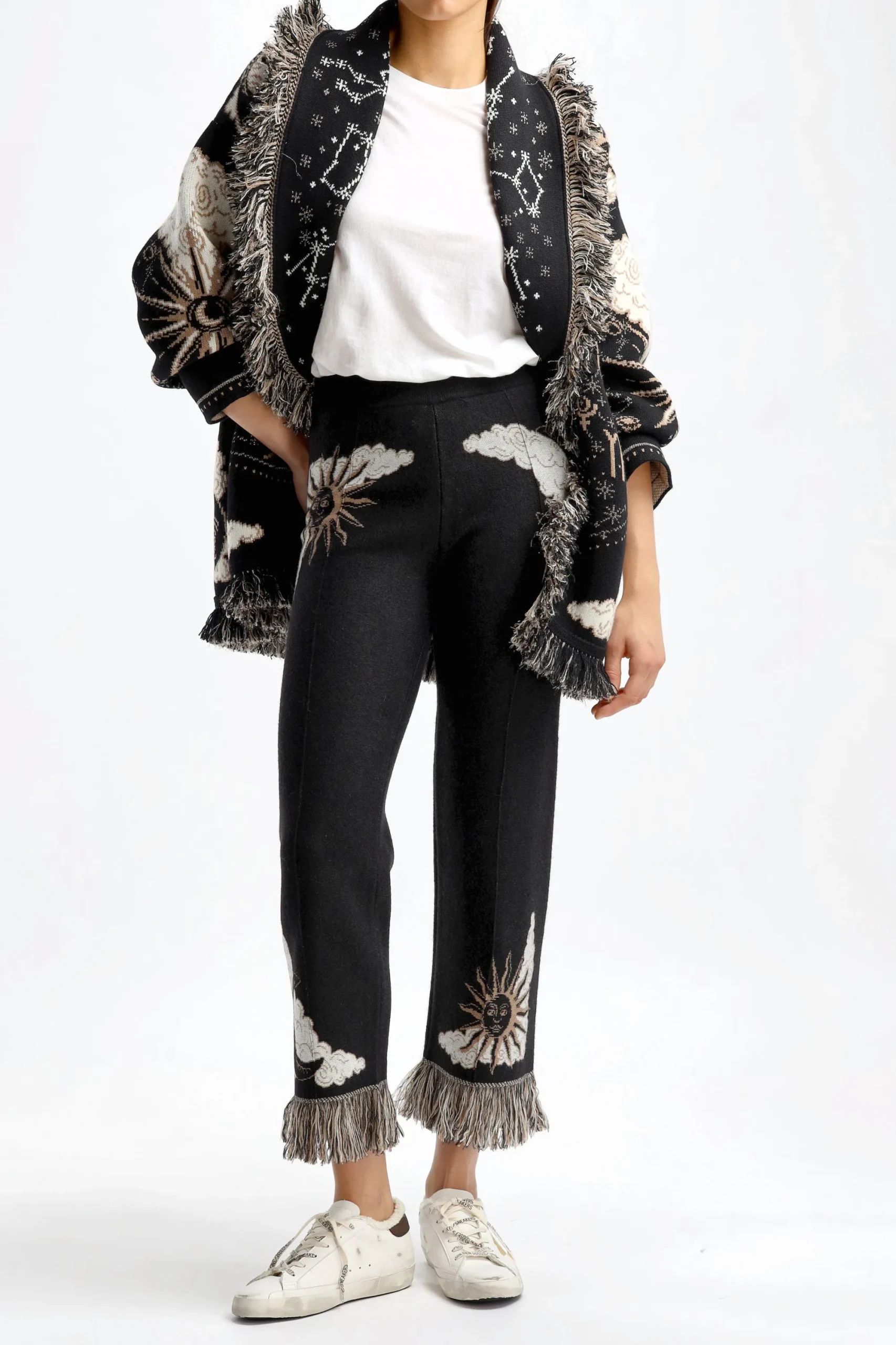 Femme Alanui Pantalon Twelve Signs En Noir/Chalk