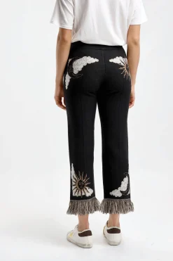 Femme Alanui Pantalon Twelve Signs En Noir/Chalk