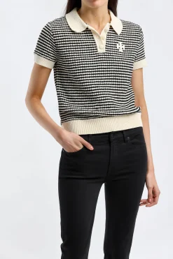 Femme Tory Burch Polo Crochet En Francais/Noir