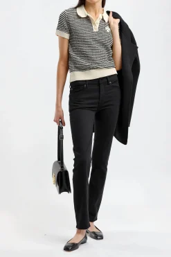 Femme Tory Burch Polo Crochet En Francais/Noir