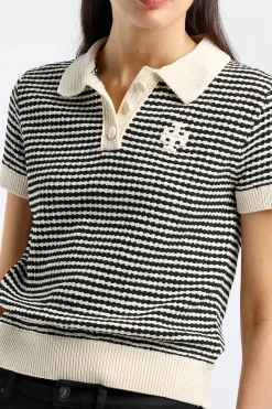 Femme Tory Burch Polo Crochet En Francais/Noir