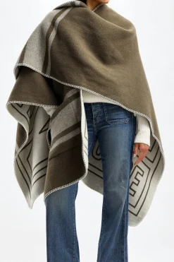 Femme Golden Goose Poncho Journey Vert/Blanc