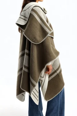 Femme Golden Goose Poncho Journey Vert/Blanc