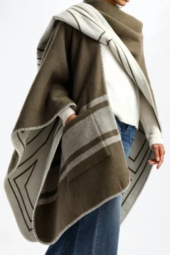 Femme Golden Goose Poncho Journey Vert/Blanc