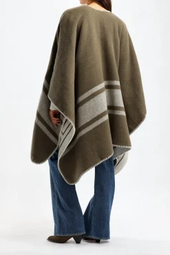 Femme Golden Goose Poncho Journey Vert/Blanc