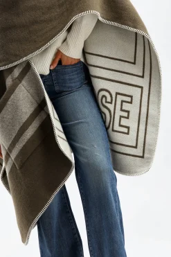 Femme Golden Goose Poncho Journey Vert/Blanc