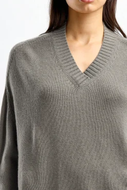 Femme Allude Pull A Col En V Taupe